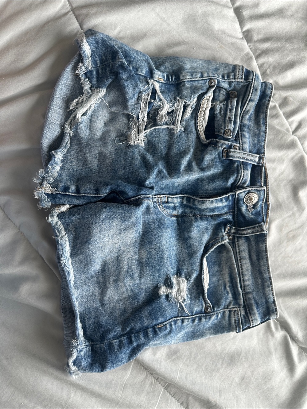 American Eagle Outfitters Light Blue Distressed Denim Shorts